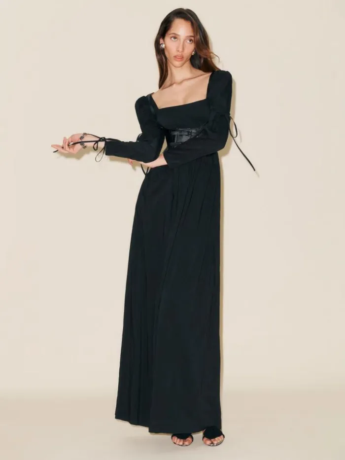 ClothingWeddings The Reformation Rhea Dress Black