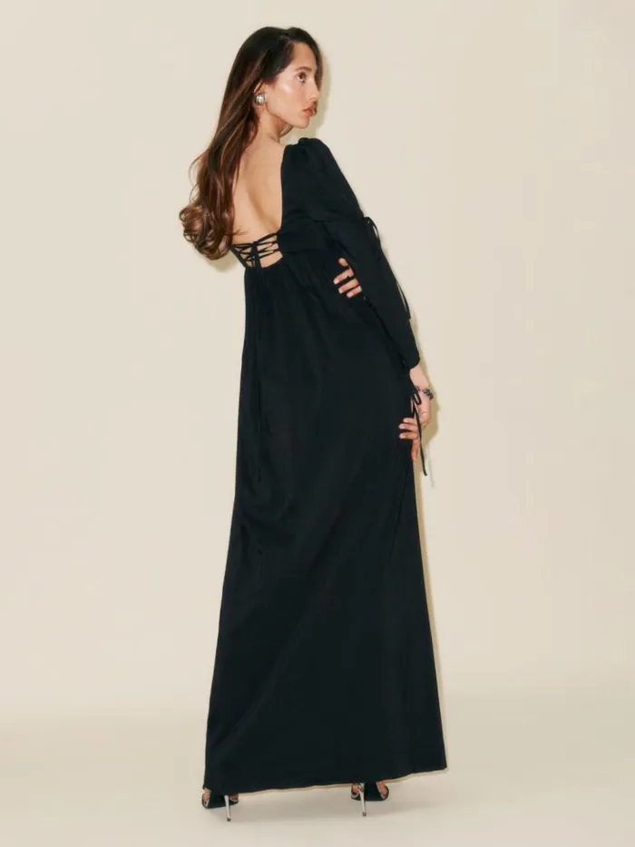 ClothingWeddings The Reformation Rhea Dress Black