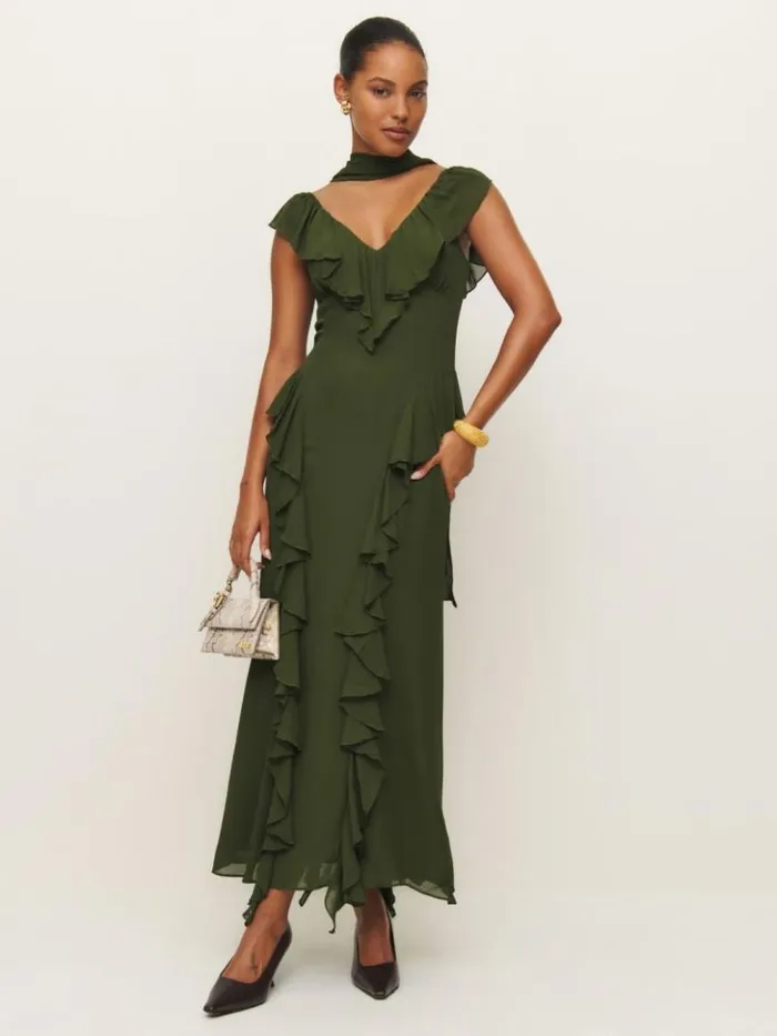 ClothingWeddings The Reformation Silvana Dress Fern Green