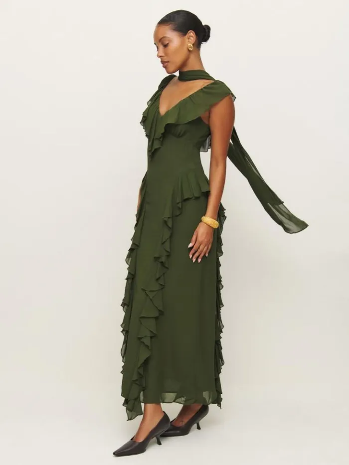 ClothingWeddings The Reformation Silvana Dress Fern Green