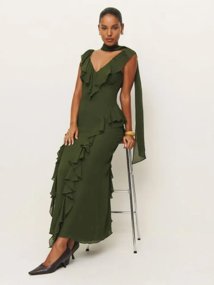 ClothingWeddings The Reformation Silvana Dress Fern Green