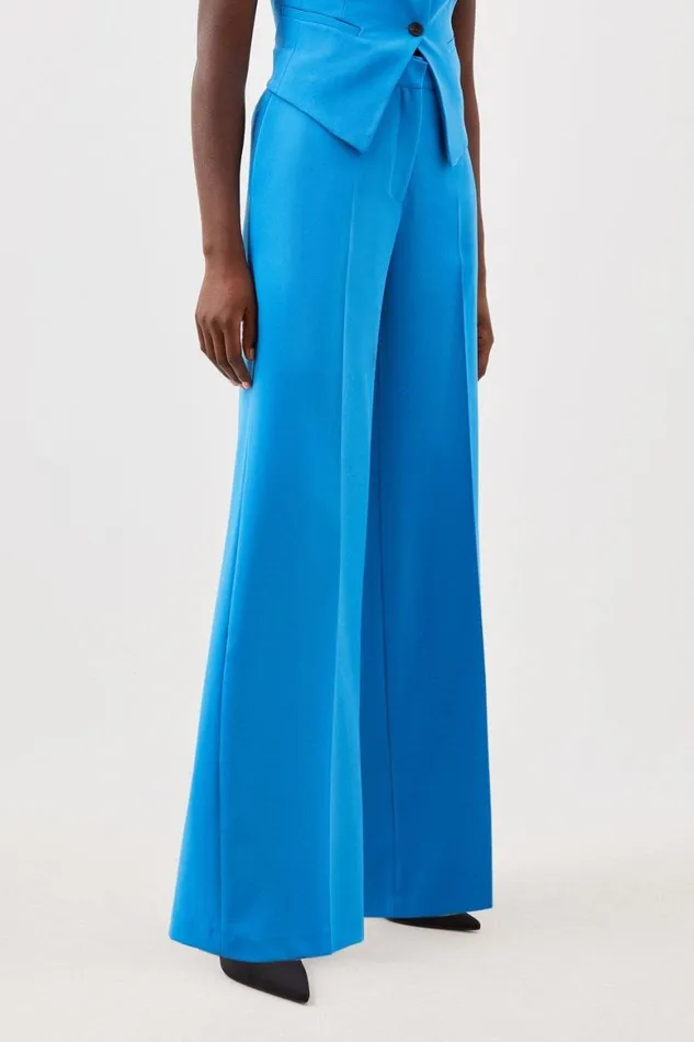 CoOrds Women Karen Millen Tailored Stretch Button Through Waistcoat and Trouser Set Blue