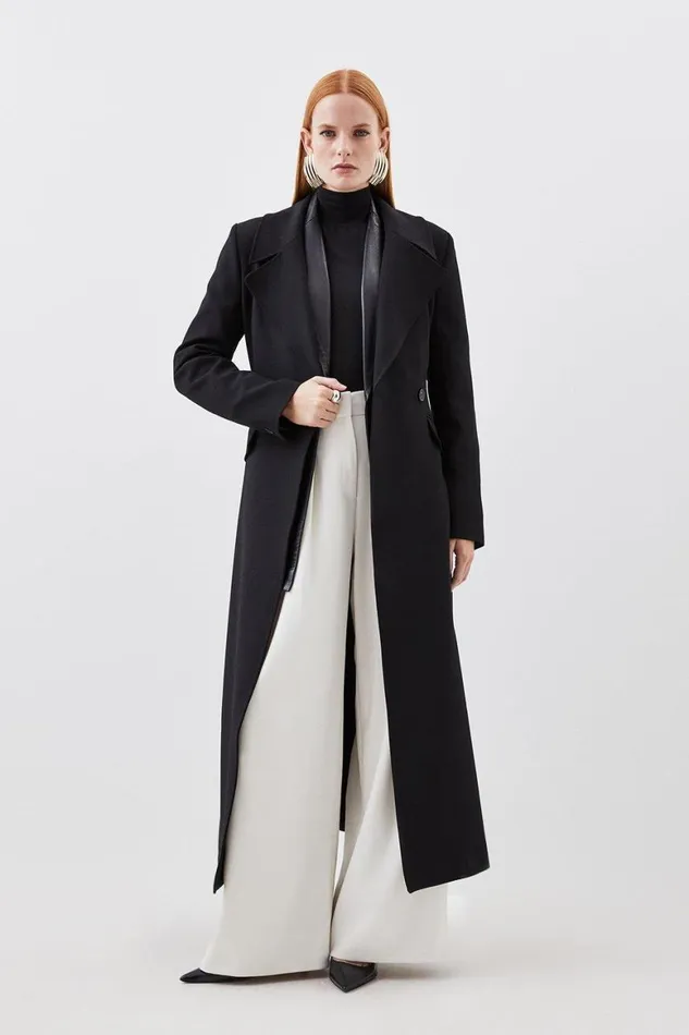 Coats and Jackets Women Karen Millen Compact Stretch Double Breasted Full Skirt Midi Coat Black Coats and Jackets Women Karen Millen Compact Stretch Double Breasted Full Skirt Midi Coat Black