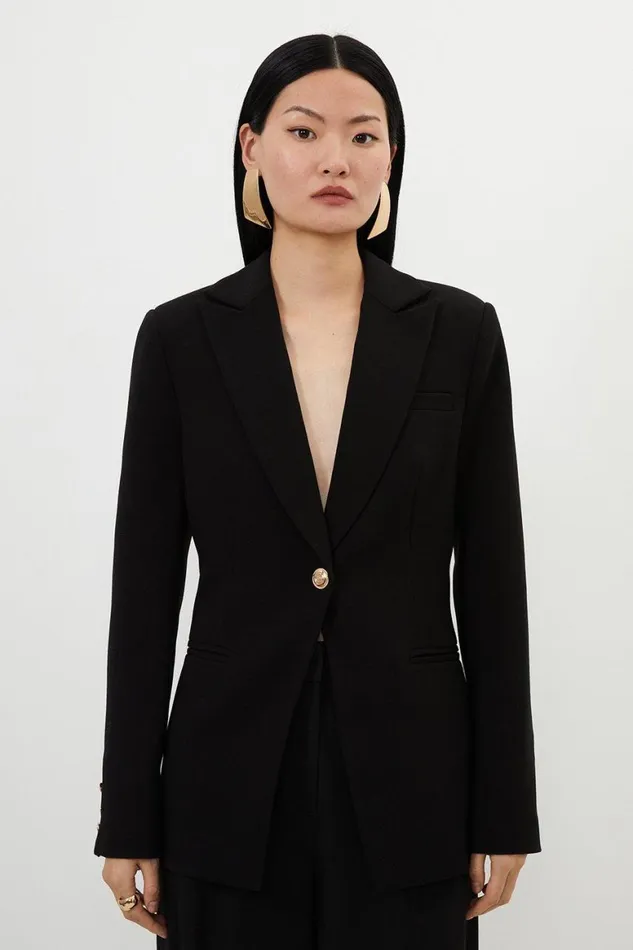 Coats and Jackets Women Karen Millen Compact Stretch Essential Single Breasted Tailored Blazer Black Coats and Jackets Women Karen Millen Compact Stretch Essential Single Breasted Tailored Blazer Black
