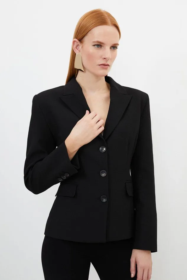 Coats and Jackets Women Karen Millen Compact Stretched Tailored Darted Blazer Black