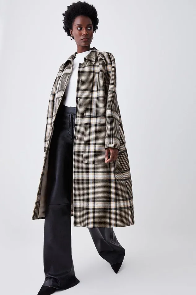 Coats and Jackets Women Karen Millen Italian Check Balmacaan Coat Multi