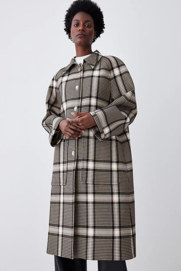 Coats and Jackets Women Karen Millen Italian Check Balmacaan Coat Multi