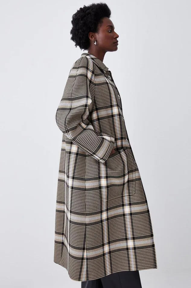 Coats and Jackets Women Karen Millen Italian Check Balmacaan Coat Multi