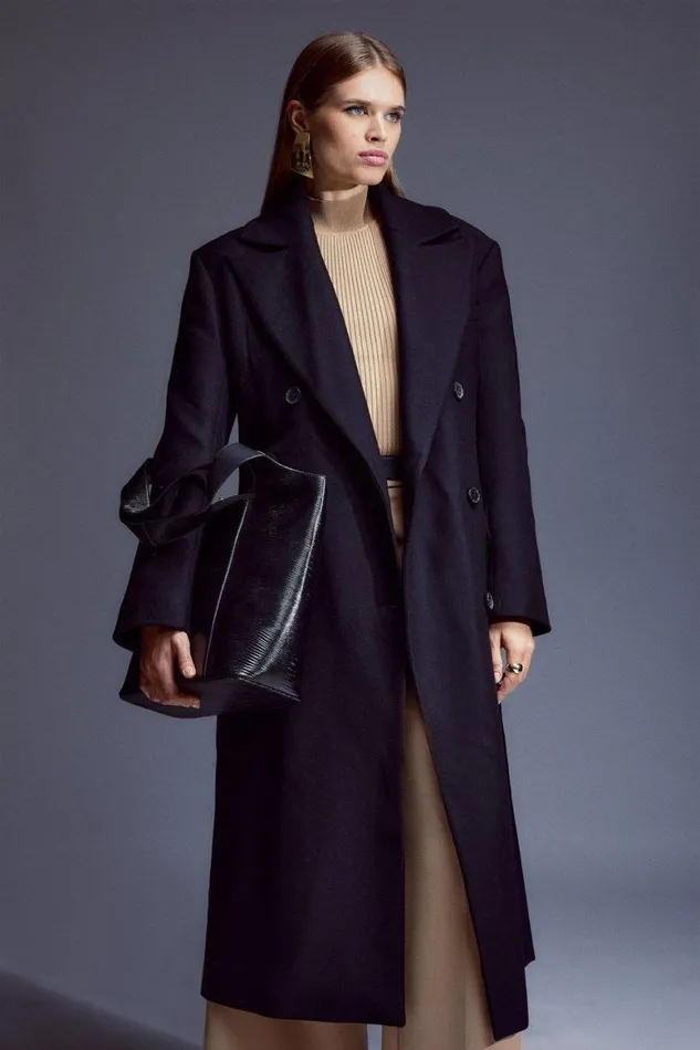 Coats and Jackets Women Karen Millen Italian Manteco Wool Strong Shoulder Anti Fit Coat Black Coats and Jackets Women Karen Millen Italian Manteco Wool Strong Shoulder Anti Fit Coat Black
