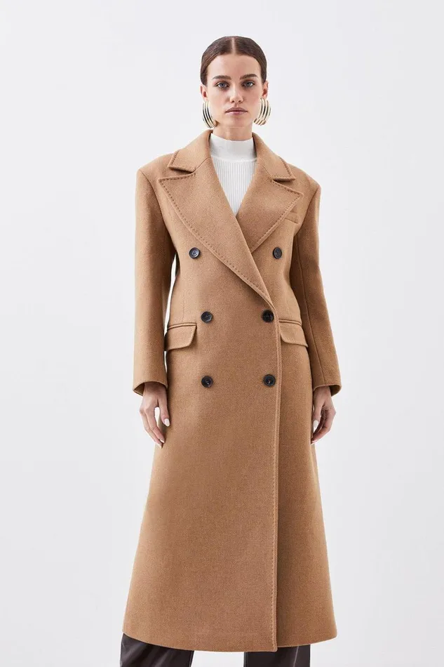 Coats and Jackets Women Karen Millen Petite Italian Manteco Wool Blend Double Breasted Coat Camel Coats and Jackets Women Karen Millen Petite Italian Manteco Wool Blend Double Breasted Coat Camel