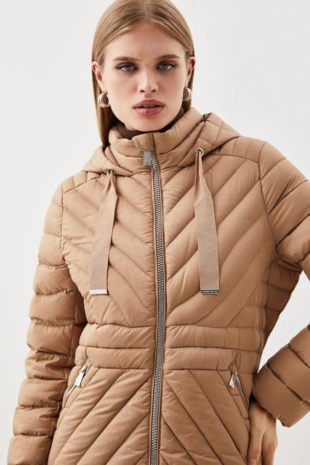 Coats and Jackets Women Karen Millen Petite Lightweight Longline Packable Coat Neutral