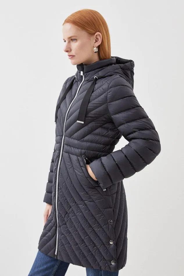 Coats and Jackets Women Karen Millen Real Down Packable Coat Black