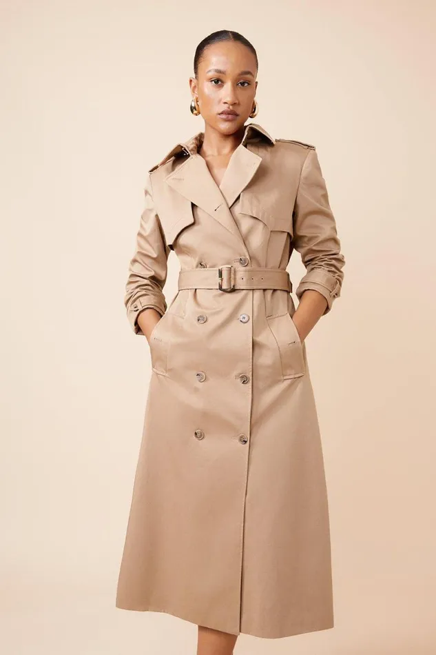 Coats and Jackets Women Karen Millen Tailored Belted Trench Coat Camel