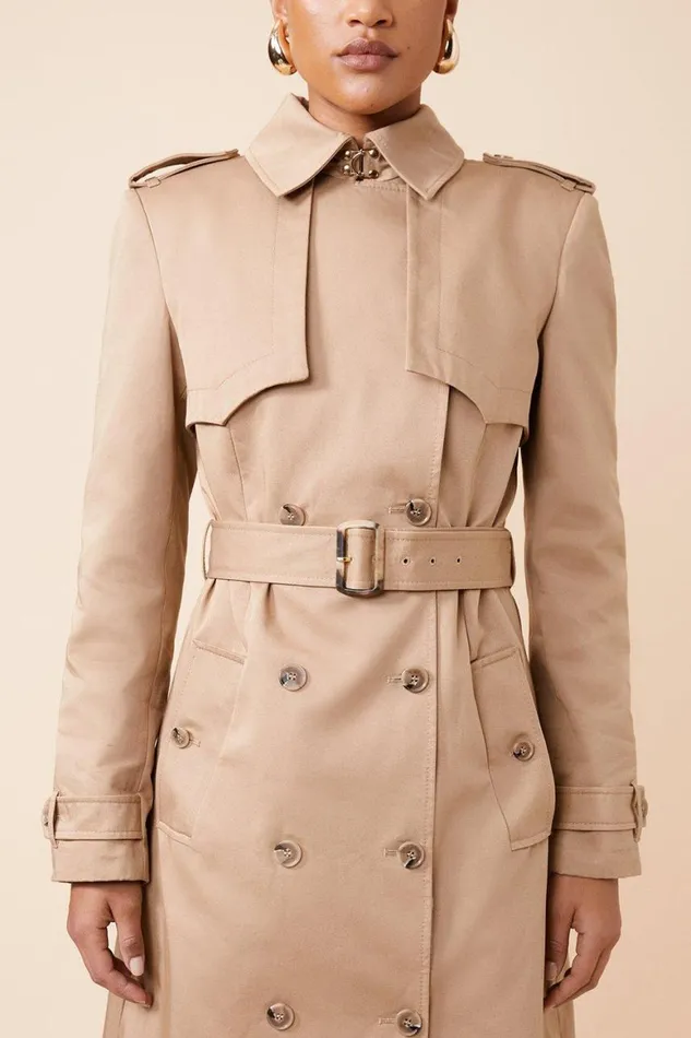 Coats and Jackets Women Karen Millen Tailored Belted Trench Coat Camel
