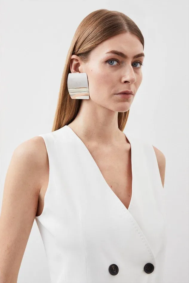 Coats and Jackets Women Karen Millen Tailored Polished Viscose Double Breasted Waistcoat Ivory