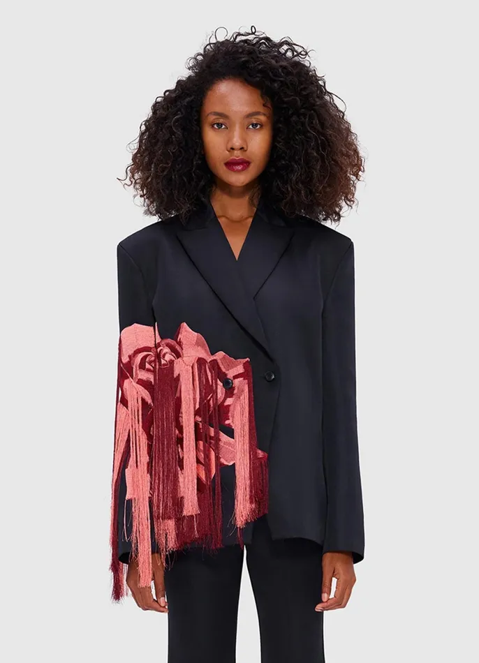 Coats and Jackets Women LEO LIN Jocelyn Embroidered Split Blazer 8211 Rose Print