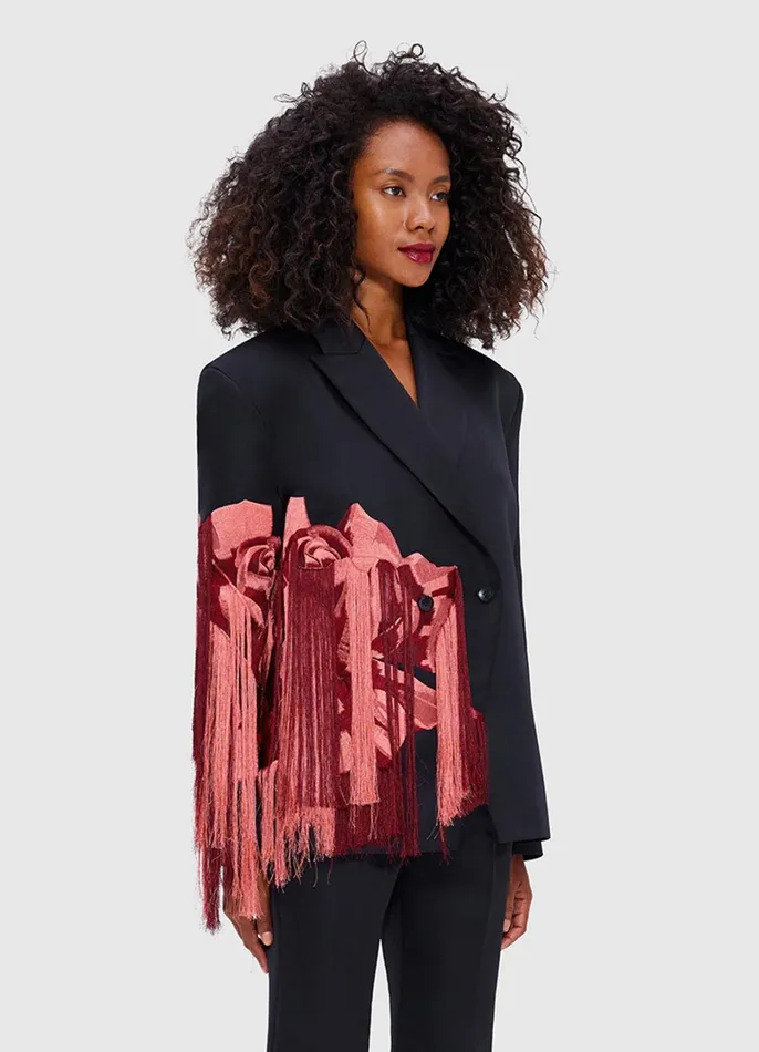 Coats and Jackets Women LEO LIN Jocelyn Embroidered Split Blazer 8211 Rose Print