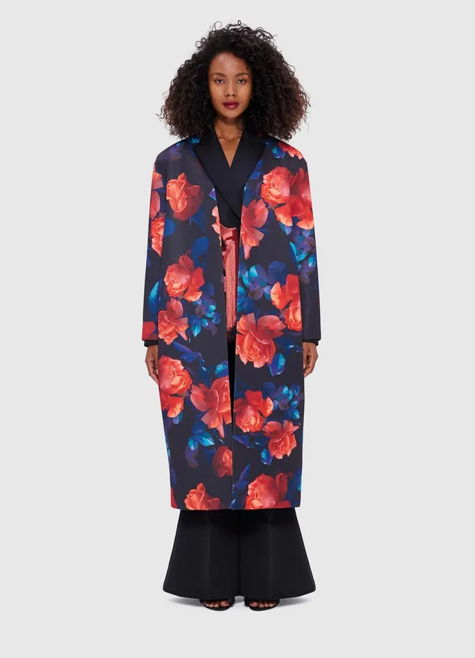 Coats and Jackets Women LEO LIN Zina Cocoon Coat 8211 Rose Print