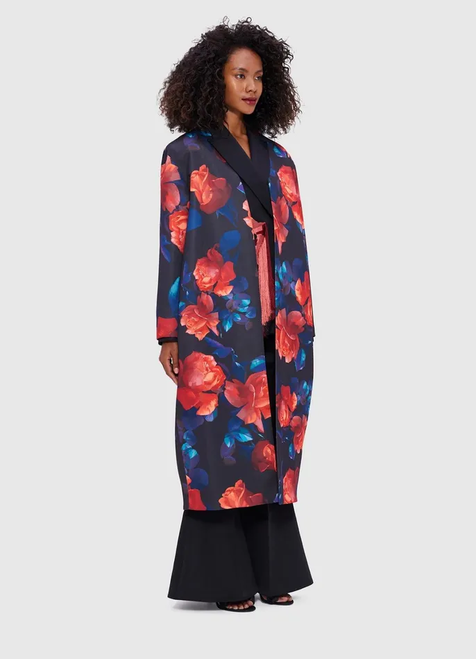 Coats and Jackets Women LEO LIN Zina Cocoon Coat 8211 Rose Print