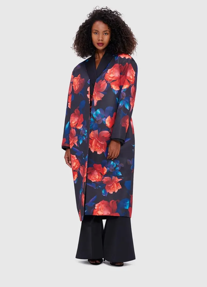Coats and Jackets Women LEO LIN Zina Cocoon Coat 8211 Rose Print