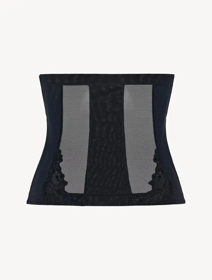 Corset In Black Stretch Tulle Lingerie La Perla Bodysuits and Bustiers