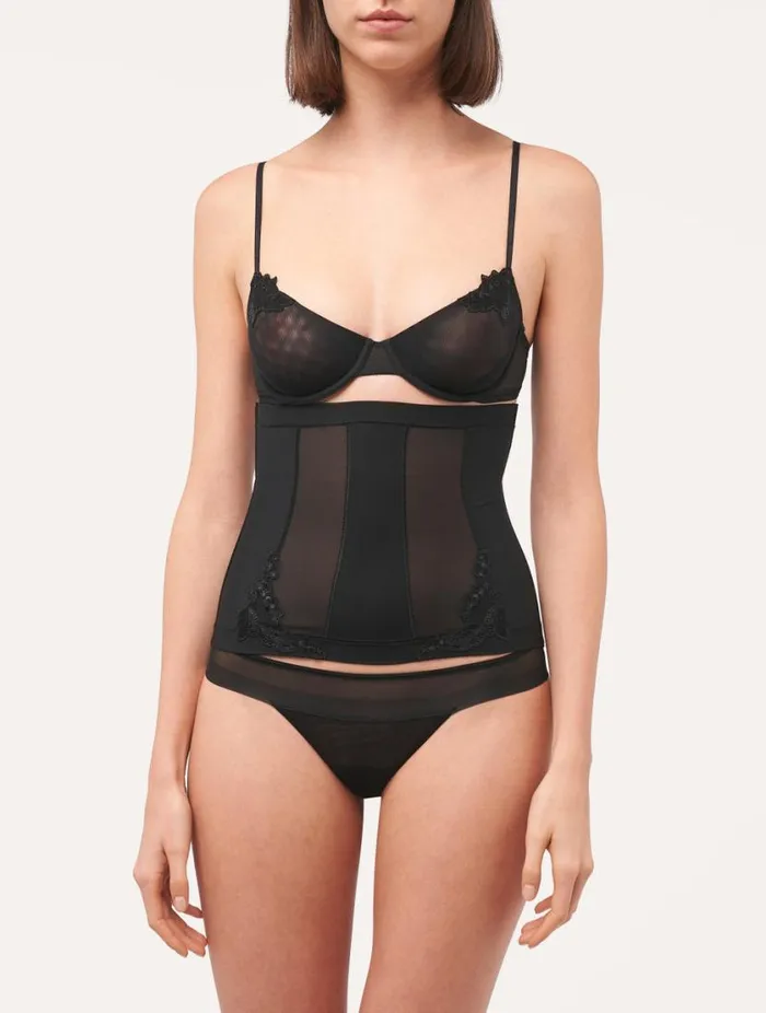 Corset In Black Stretch Tulle Lingerie La Perla Bodysuits and Bustiers