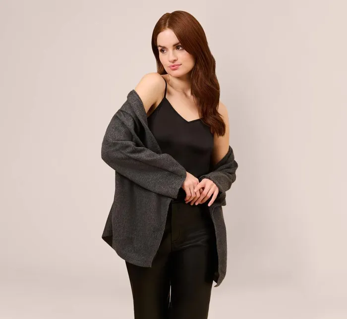 Cover Ups Womens Adrianna Papell Classic S039Hug With Tunnel Sleeves In Charcoal
