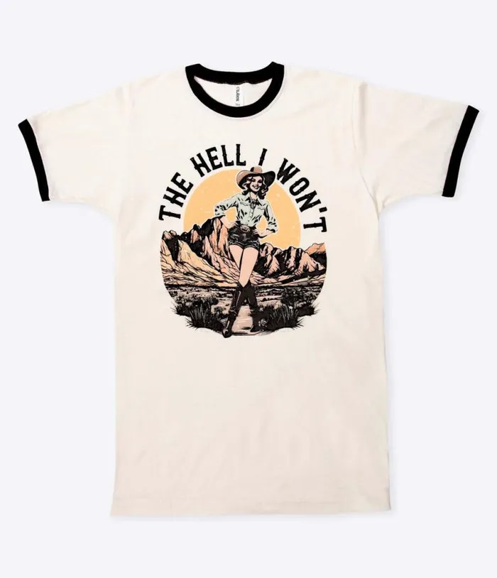 Cream The Hell I Won039t Unisex Graphic Ringer Tee ClothingPlus Unique Vintage Graphic Tees