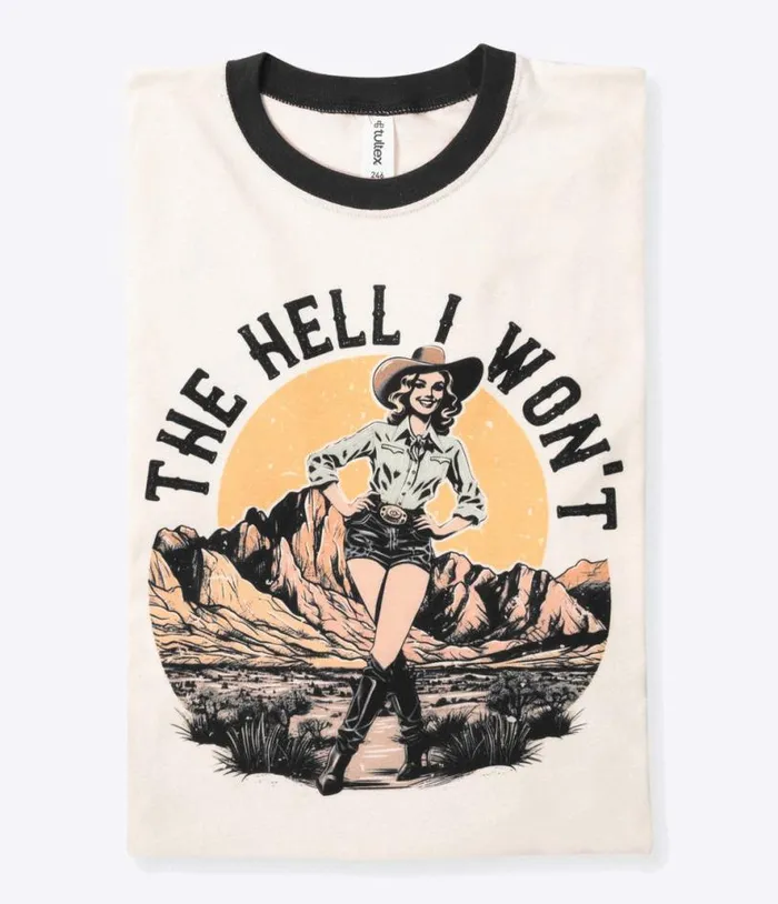 Cream The Hell I Won039t Unisex Graphic Ringer Tee ClothingPlus Unique Vintage Graphic Tees