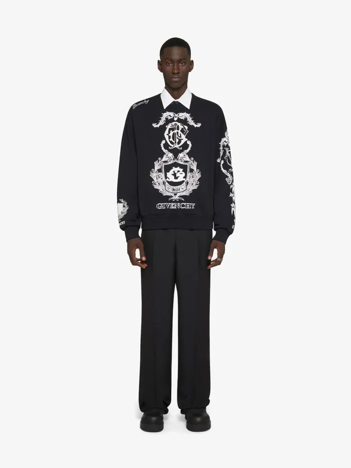 Crest Boxy Fit Sweatshirt In Fleece Black Men Givenchy Sweatshirts and Hoodies