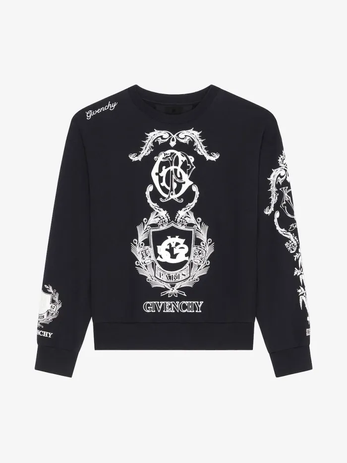 Crest Boxy Fit Sweatshirt In Fleece Black Men Givenchy Sweatshirts and Hoodies