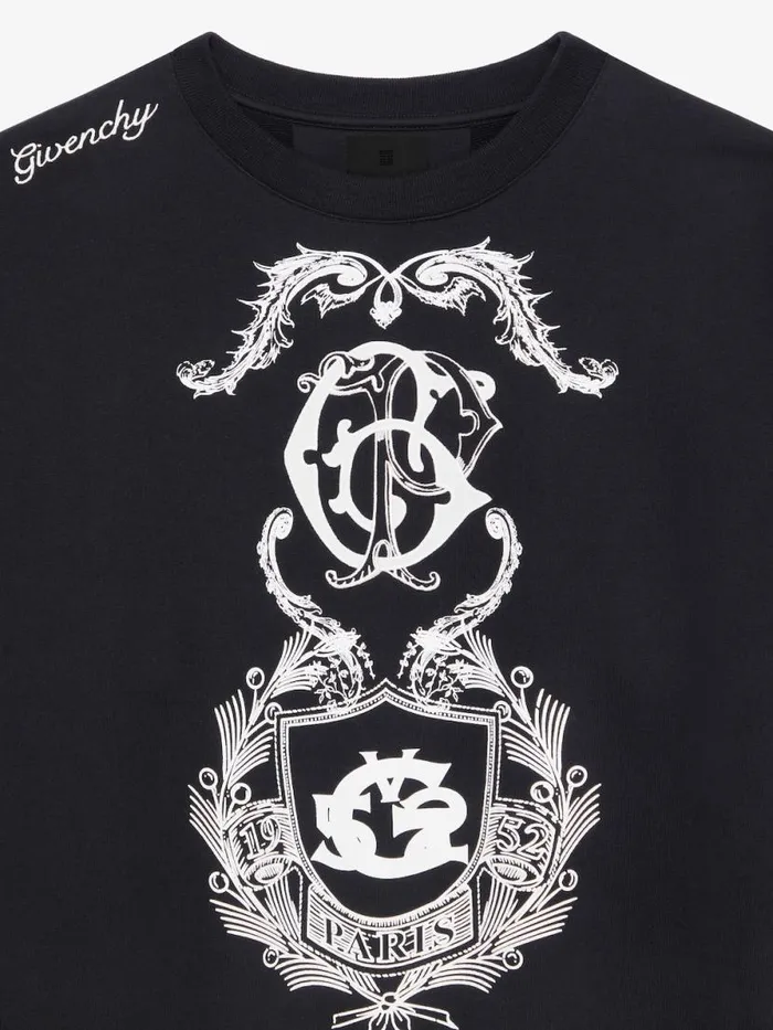 Crest Boxy Fit Sweatshirt In Fleece Black Men Givenchy Sweatshirts and Hoodies
