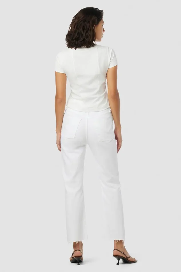 Cropped Women Hudson Jeans Jade HighRise Straight Crop Jean Torn White Cropped Women Hudson Jeans Jade HighRise Straight Crop Jean Torn White