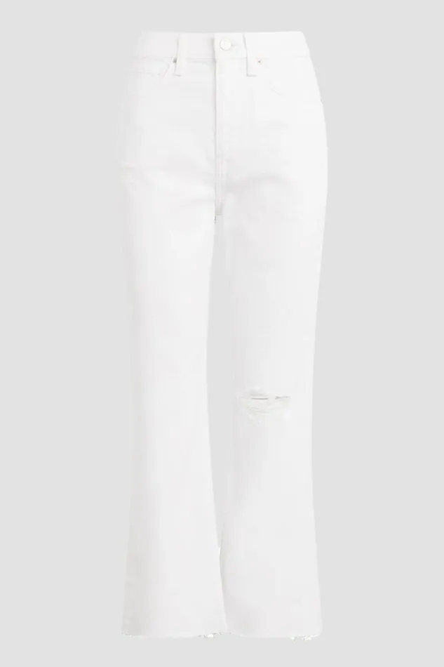 Cropped Women Hudson Jeans Jade HighRise Straight Crop Jean Torn White Cropped Women Hudson Jeans Jade HighRise Straight Crop Jean Torn White