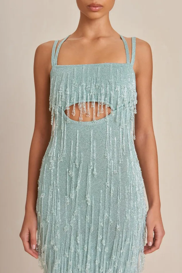 Cult Gaia Catia Knit Gown Hydrangea Shimmer Women Dresses