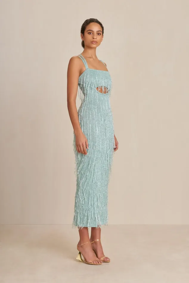 Cult Gaia Catia Knit Gown Hydrangea Shimmer Women Dresses