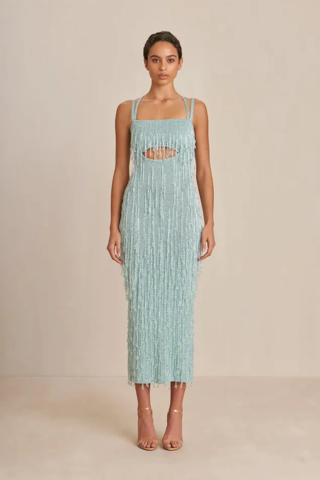 Cult Gaia Catia Knit Gown Hydrangea Shimmer Women Dresses