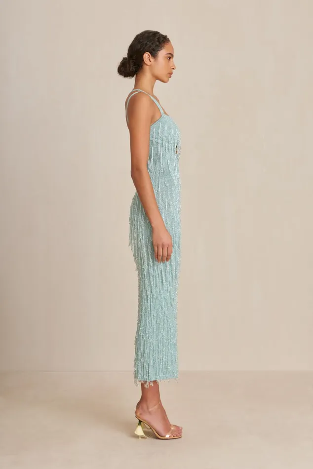 Cult Gaia Catia Knit Gown Hydrangea Shimmer Women Dresses