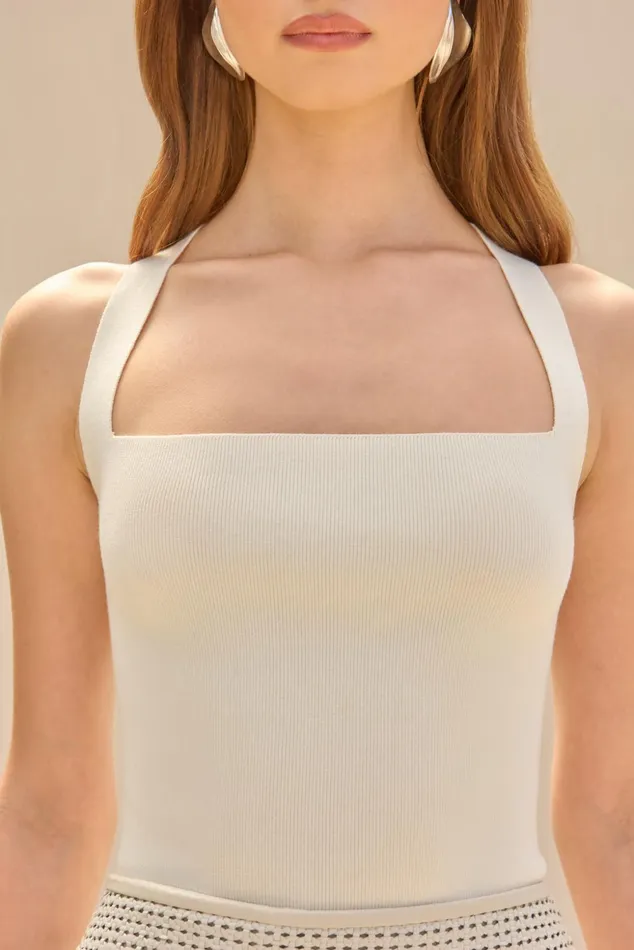 Cult Gaia Crawford Knit Top Off White Women Knits