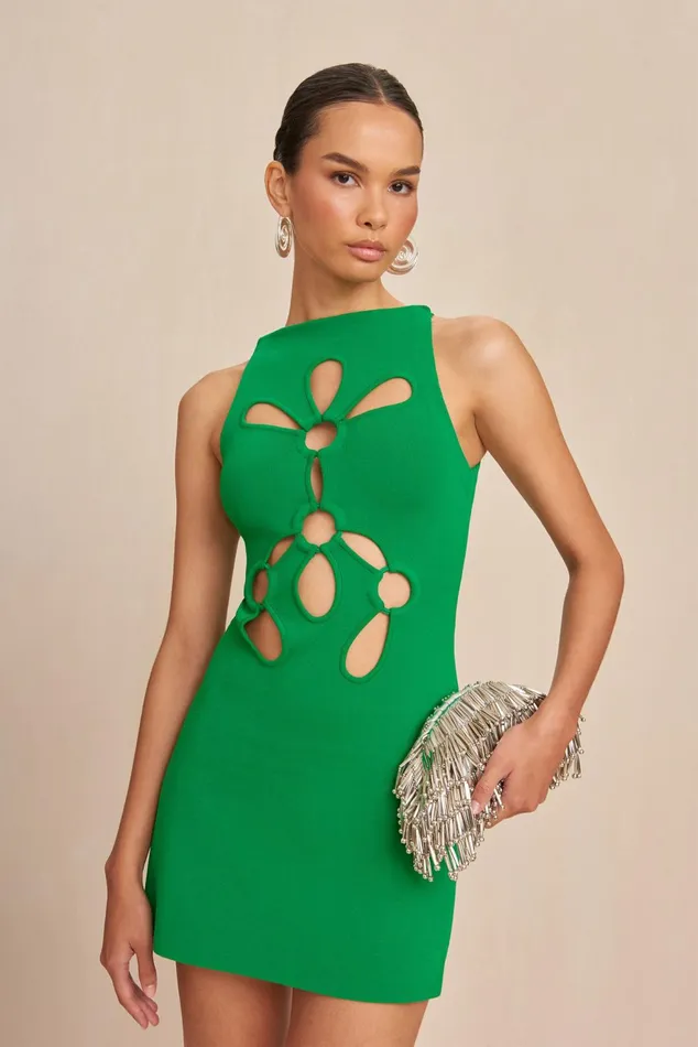 Cult Gaia Franco Knit Dress Malachite Women Dresses
