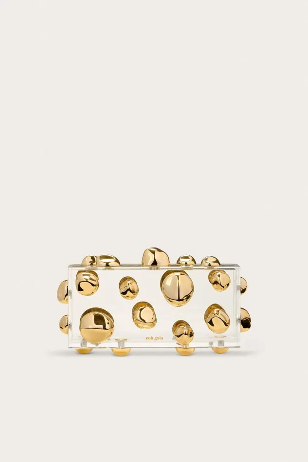 Cult Gaia Orbs Clutch Shiny Brass Women Clutches