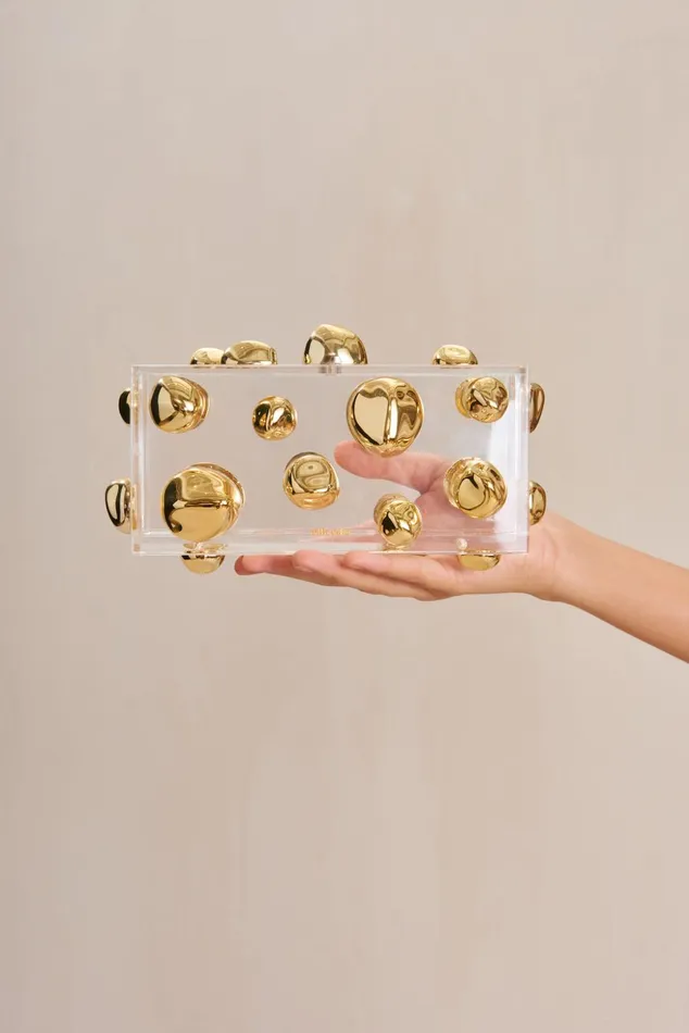 Cult Gaia Orbs Clutch Shiny Brass Women Clutches