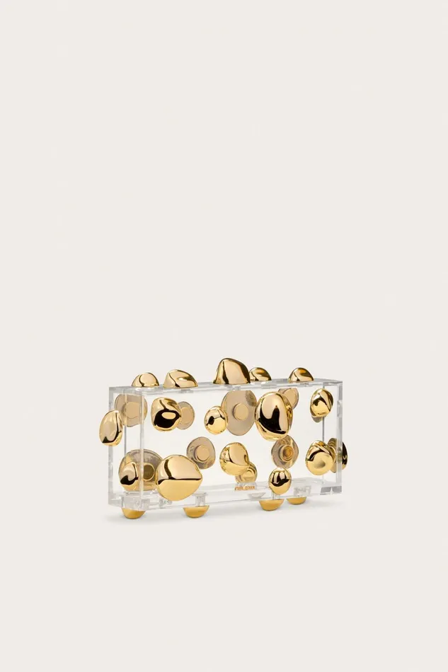 Cult Gaia Orbs Clutch Shiny Brass Women Clutches