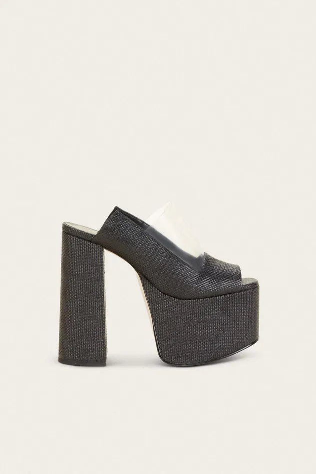 Cult Gaia Ziggy Platform Black Raffia Women Platforms