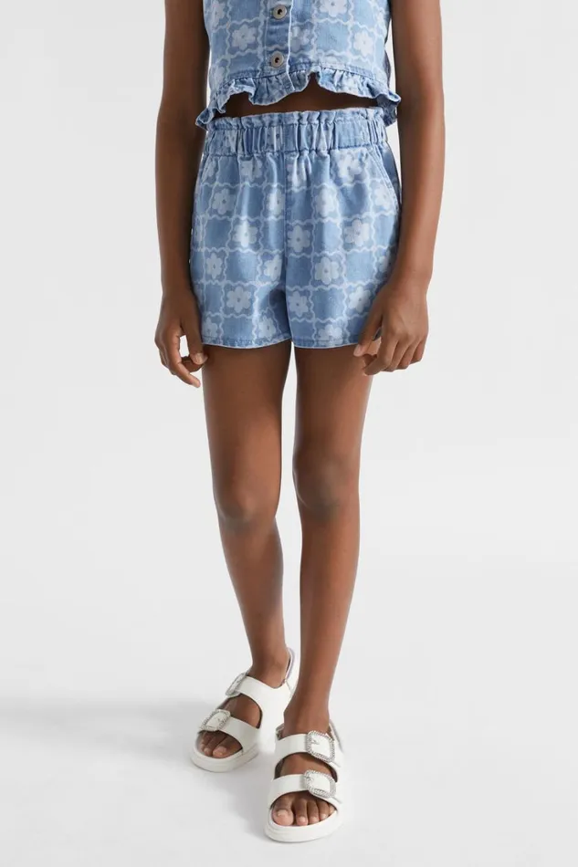 Denim and Jeans Girl Seed Heritage Daisy Check Short Clean Blue Wash