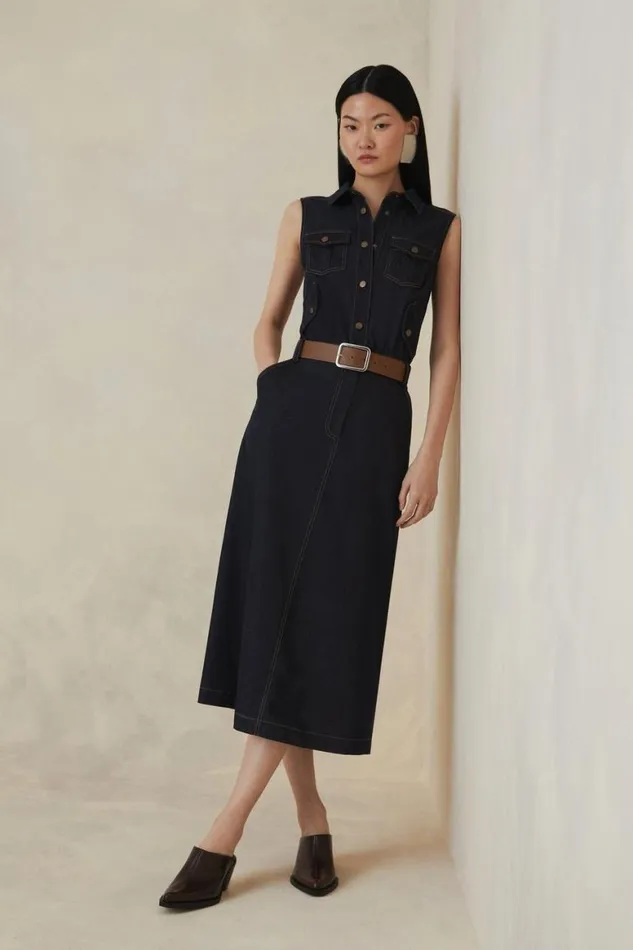 Denim Women Karen Millen The Founder Tailored Denim Dress Indigo
