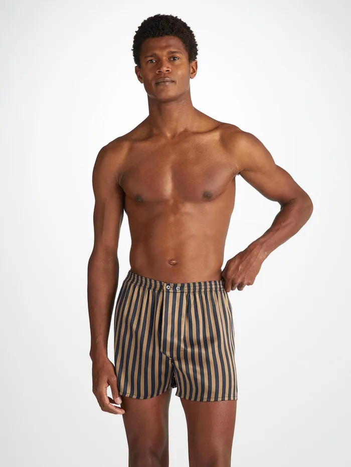 Derek Rose Classic Fit Boxers Brindisi 107 Silk Satin Navy Men Classic Fit Boxer Shorts Derek Rose Classic Fit Boxers Brindisi 107 Silk Satin Navy Men Classic Fit Boxer Shorts