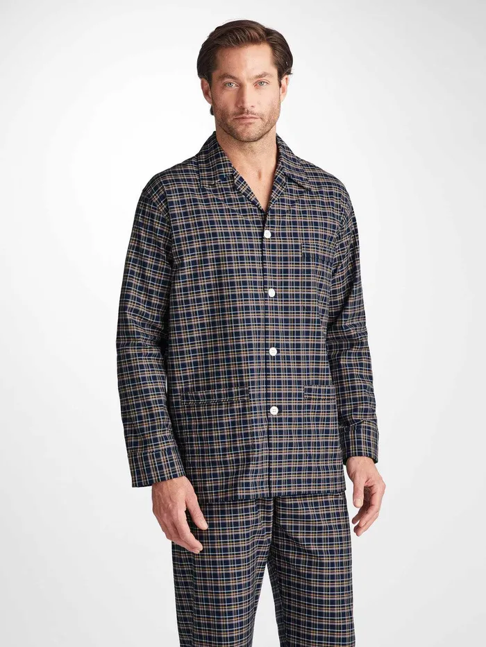 Derek Rose Classic Fit Pajamas Barker 37 Cotton Navy Men Classic Fit Pajamas