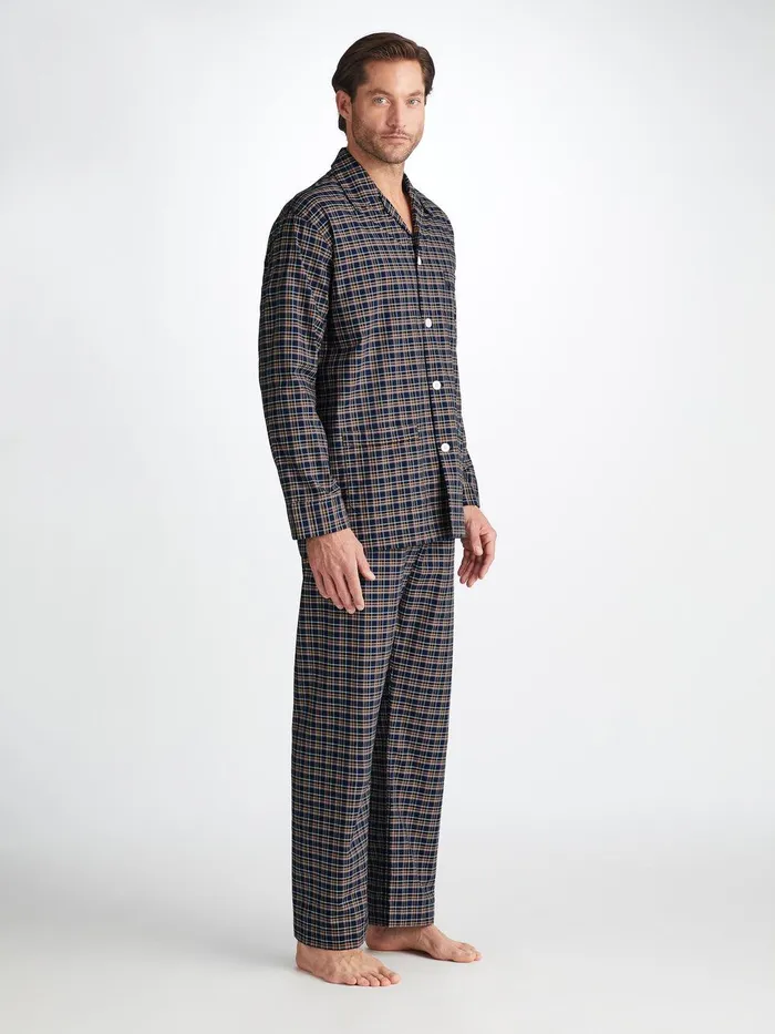 Derek Rose Classic Fit Pajamas Barker 37 Cotton Navy Men Classic Fit Pajamas