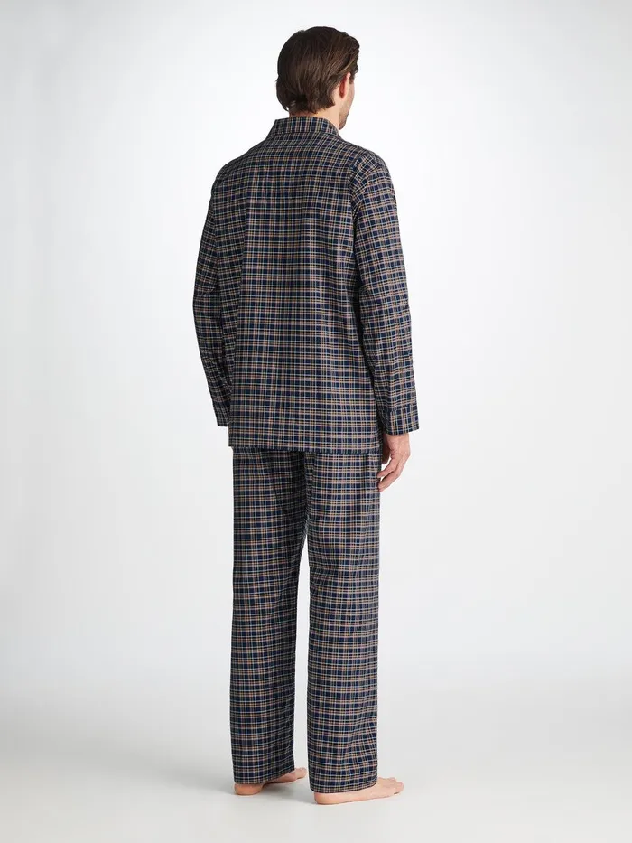 Derek Rose Classic Fit Pajamas Barker 37 Cotton Navy Men Classic Fit Pajamas